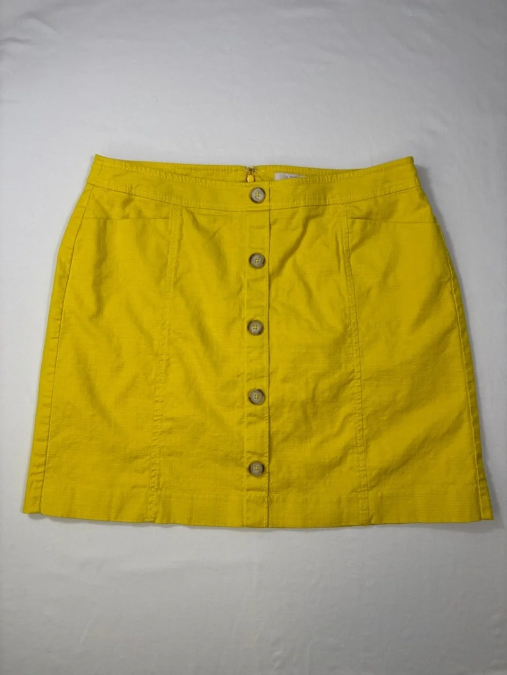 LOFT Sunflower Yellow Faux Button-Front Mini Skirt | Size 12P